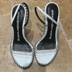 Alexander Wang White and Black Studded Heels
